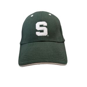 Michigan State Spartans Green Hat Cap Embroidered "S" Strap Back EUC
